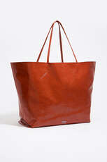 Burnt orange leather maxi shopper bag